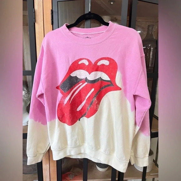 The Rolling Stones crewneck pullover sweatshirt oversized vintage faded tongue - Picture 1 of 4